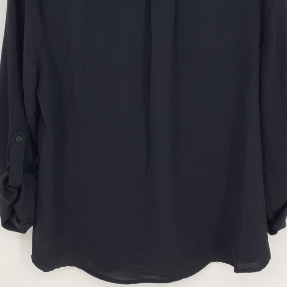 3/$25 Laundry by Shelli Segal Button Down Camp Shirt Top L Womens Collared Black - Picture 7 of 8